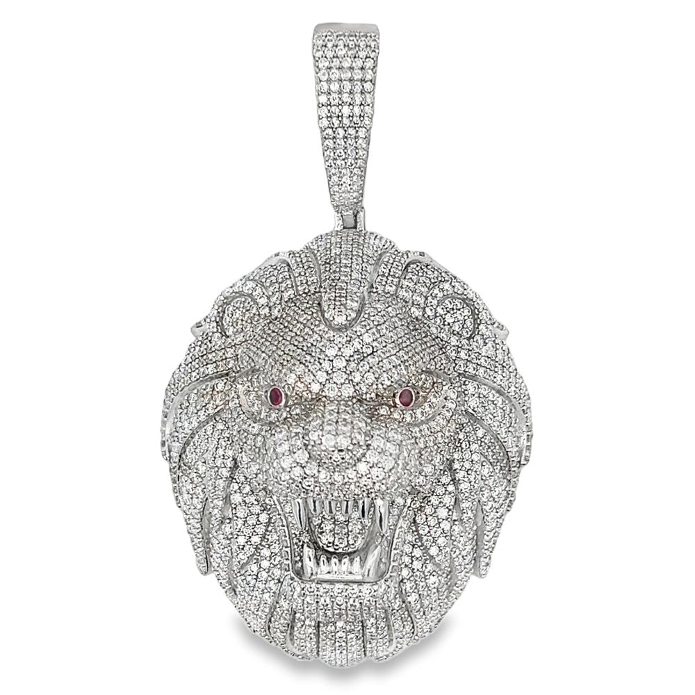 Lion Head Iced Out Moissanite Pendant .925 Sterling Silver HipHopBling