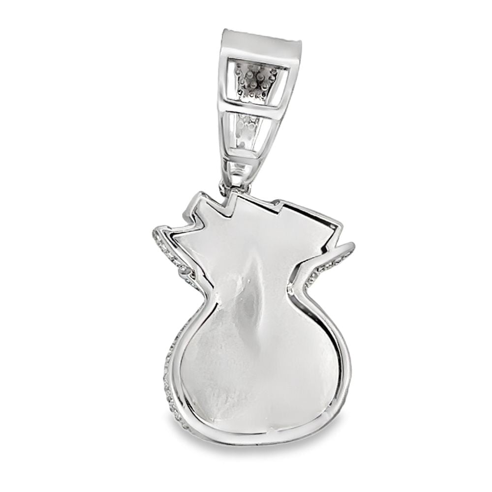 Money Bag Iced Out Moissanite Pendant .925 Sterling Silver HipHopBling