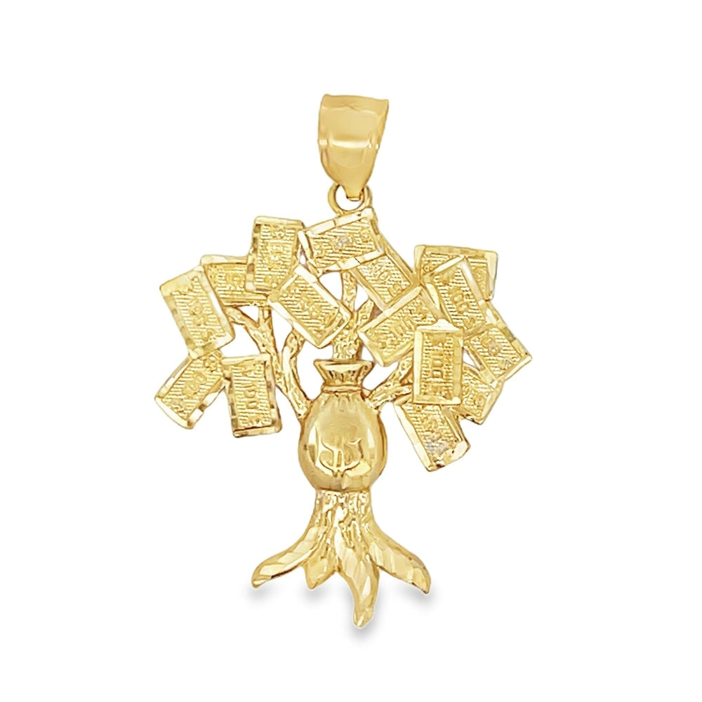 Money Tree 10K Yellow Gold Pendant HipHopBling