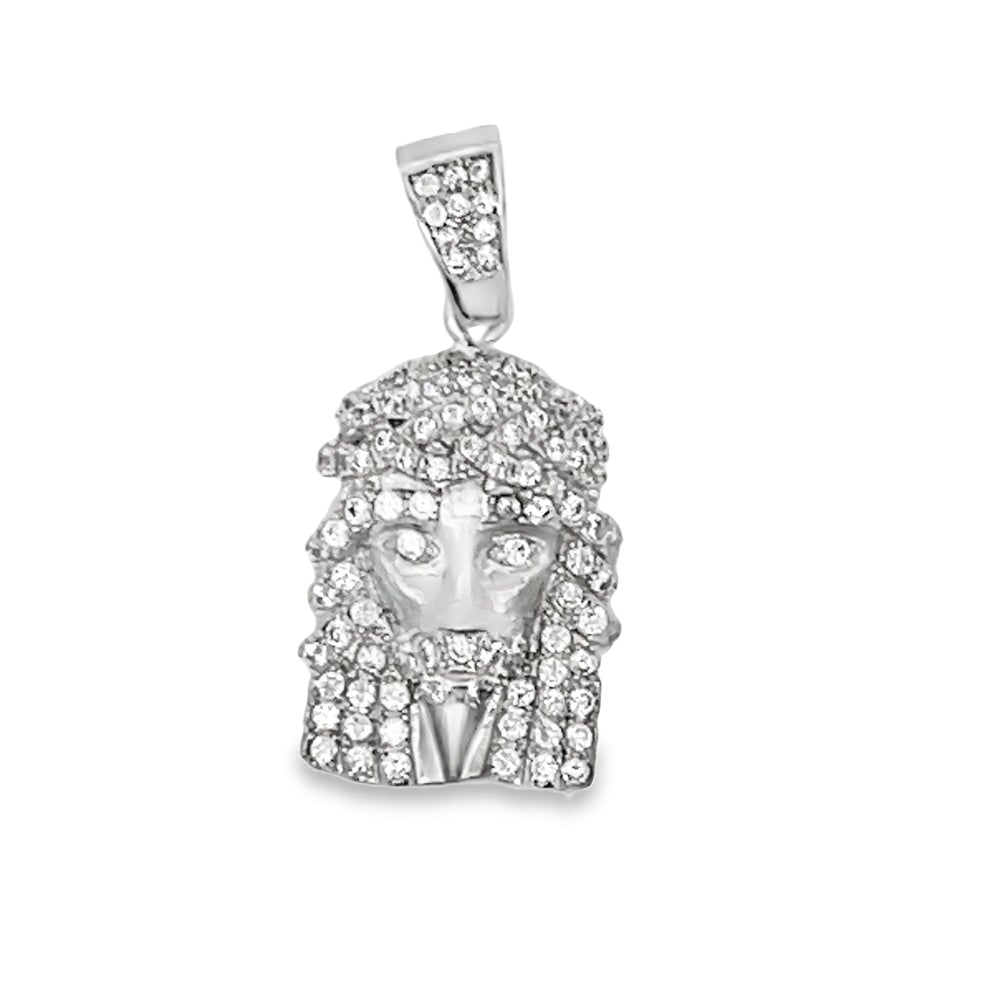 Nano Jesus Face CZ Pendant .925 Sterling Silver HipHopBling