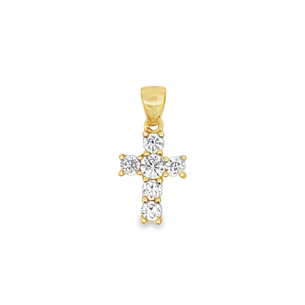 Nano Tennis Cross Pendant .925 Sterling Silver Yellow Gold HipHopBling