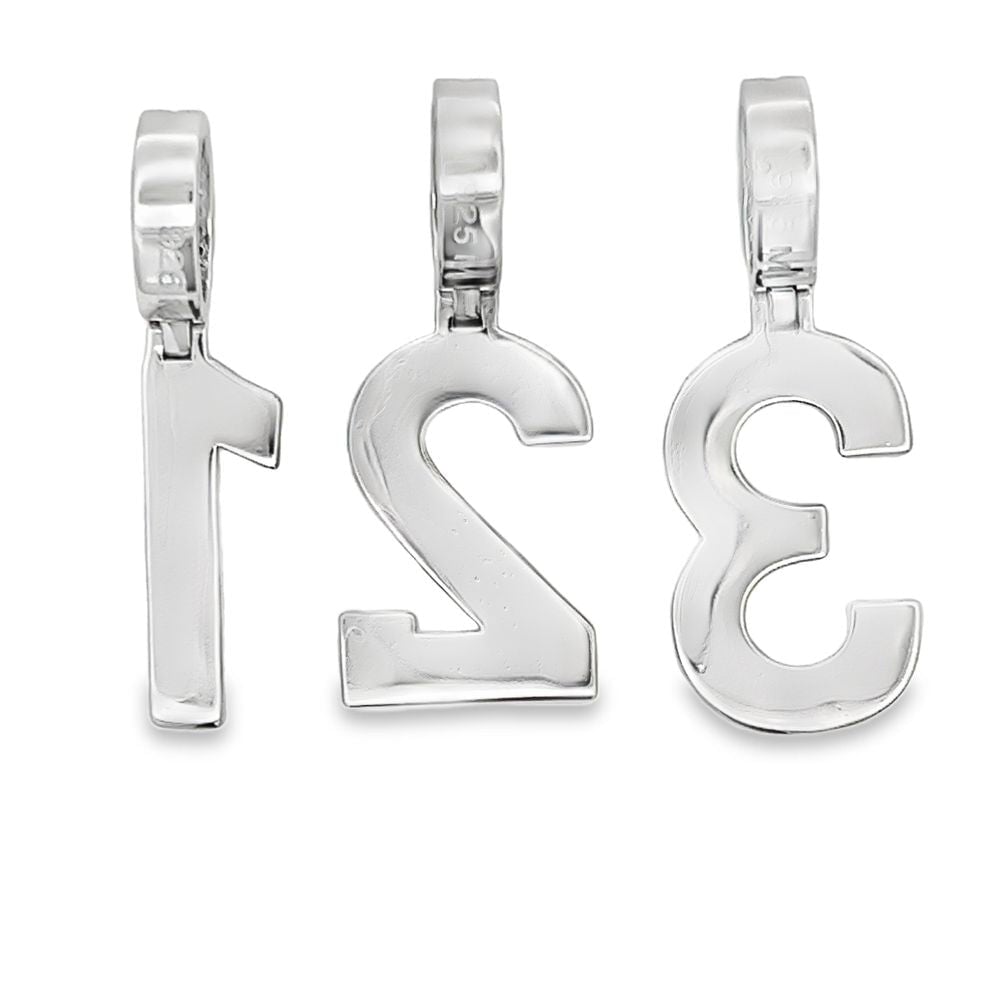 Number Block Font Iced Out Moissanite Pendant .925 Silver 0-9 HipHopBling