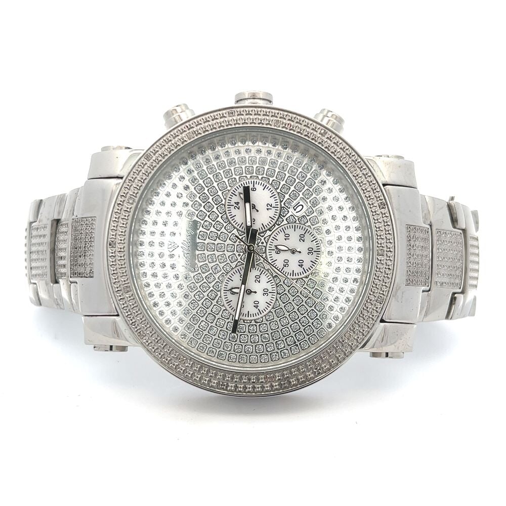 Pave Chrono Dial Real Diamond Hip Hop Watch HipHopBling