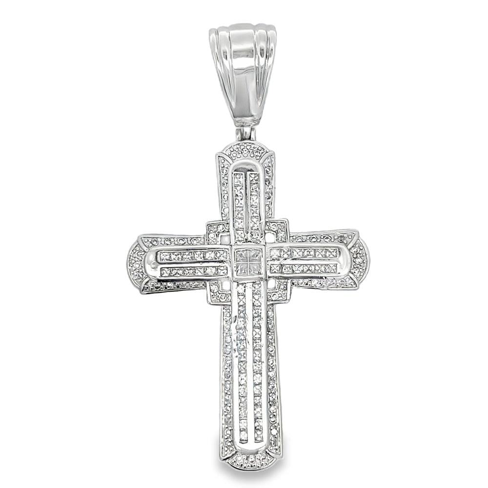 Princess Channel Cross CZ Iced Out Pendant HipHopBling