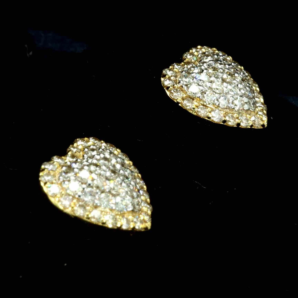 Puffed Heart Halo Diamond Earrings Solid 14K Gold 14K Yellow Gold 8MM | .47cttw HipHopBling