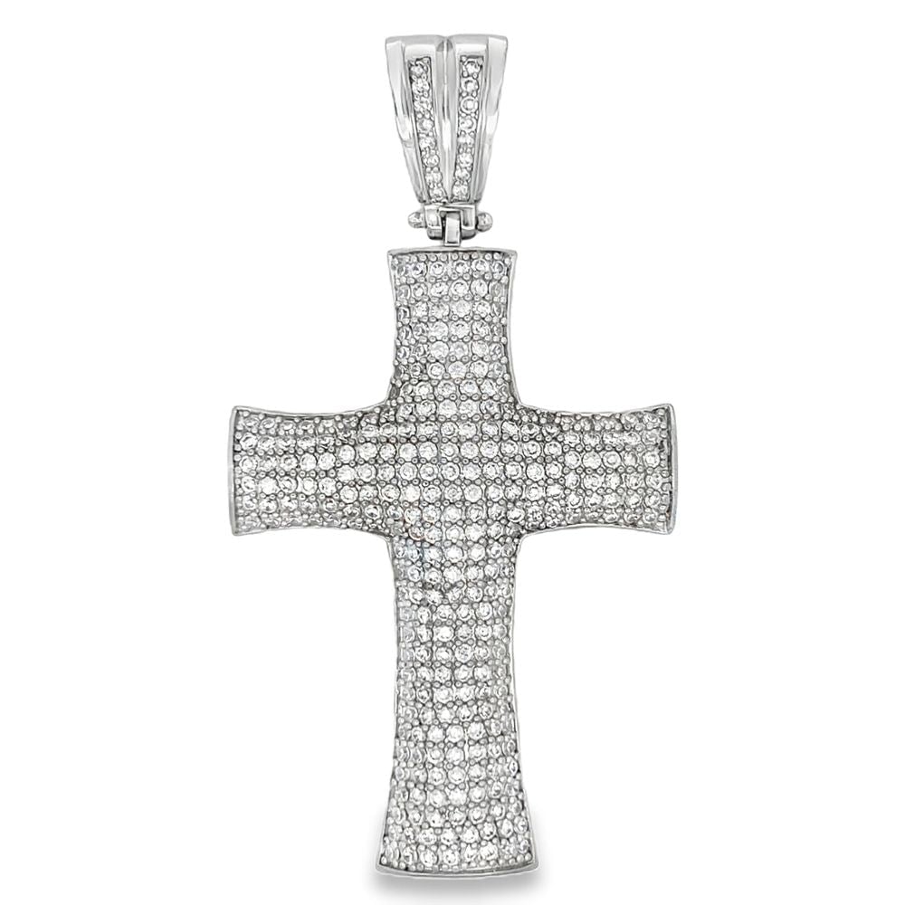 Rounded Cross CZ Iced Out Pendant HipHopBling