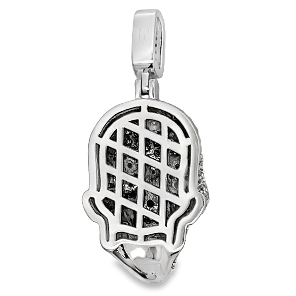 Skull Detailed Iced Out Moissanite Pendant .925 Sterling Silver HipHopBling