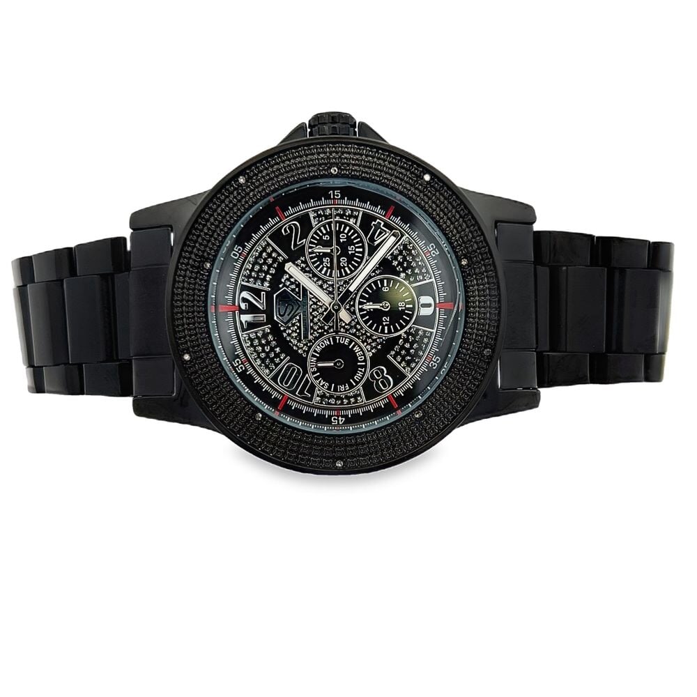 Sport Dial Black Super Techno .10cttw Real Diamond Watch HipHopBling