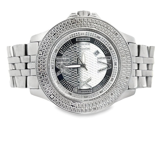 Super Techno Steel Roman .12cttw Diamond Watch HipHopBling