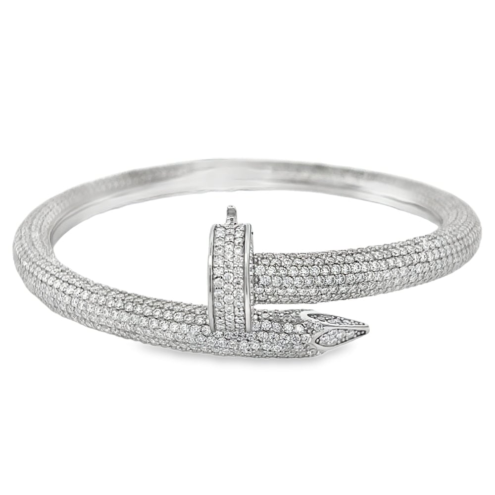 Thick Nail Moissanite Bangle .925 Sterling Silver HipHopBling