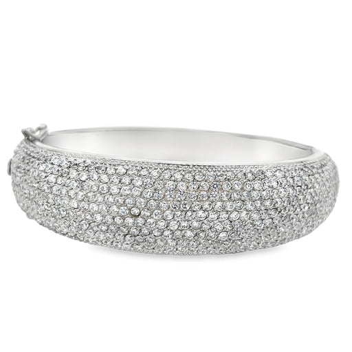 Thick Rounded Bangle CZ Iced Out Bracelet Stainless Steel HipHopBling