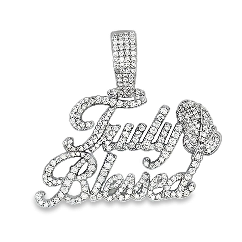 Truly Blessed Prayer Iced Out Moissanite Pendant .925 Sterling Silver HipHopBling