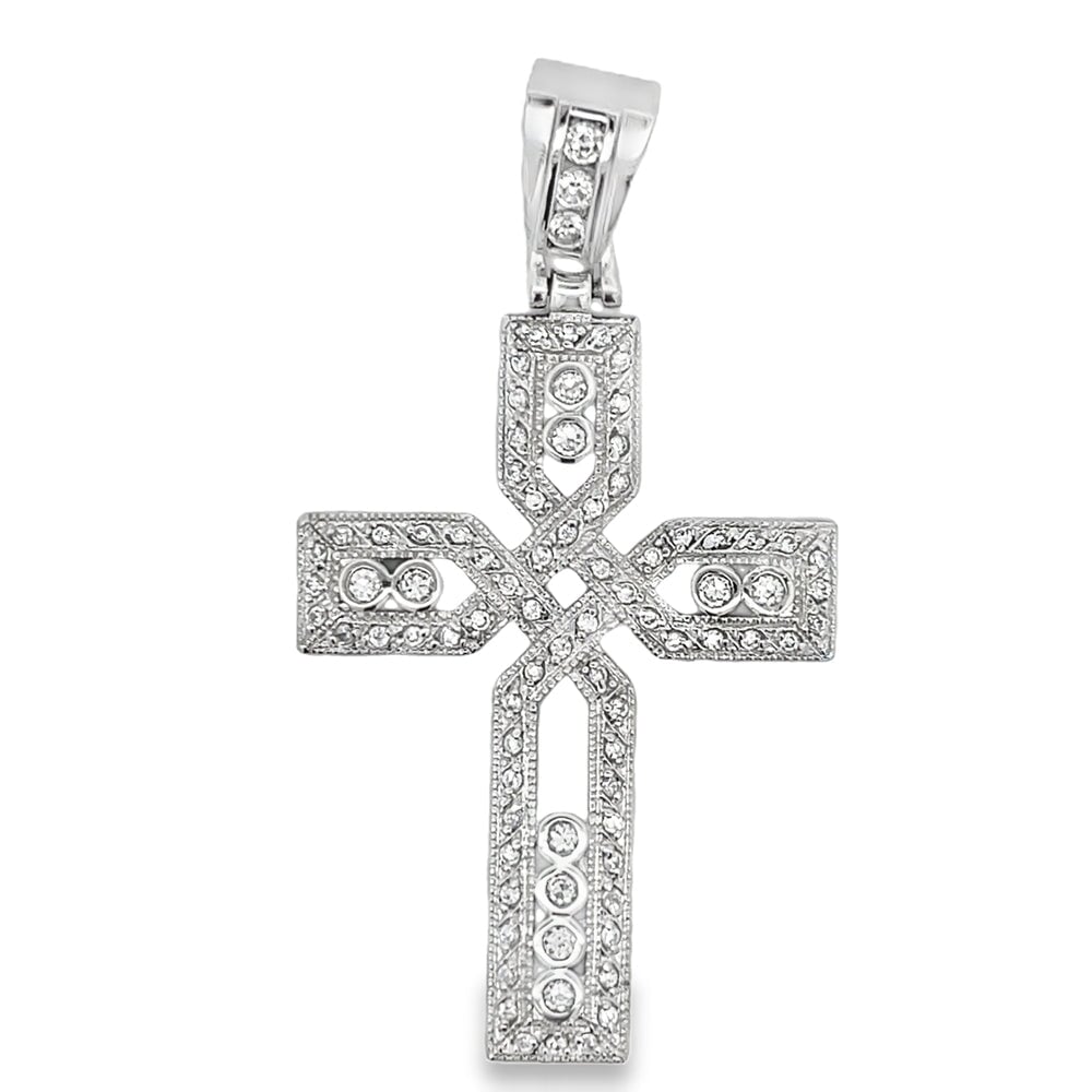 Twisted Cross CZ Pendant .925 Sterling Silver HipHopBling