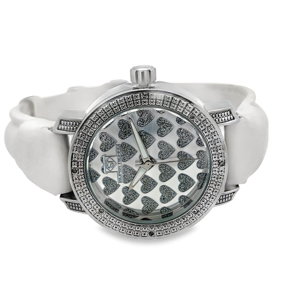 Womens Heart Dial Real Diamond Super Techno Watch .10cttw HipHopBling