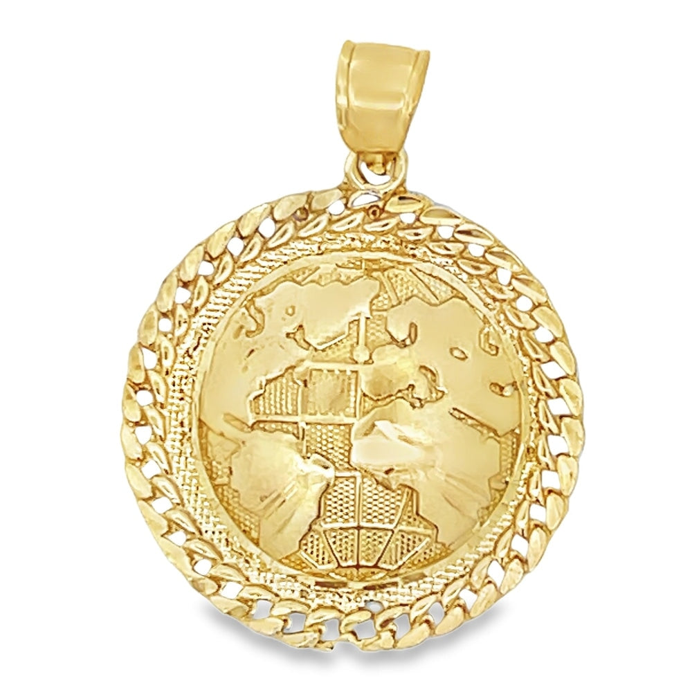 World Globe Cuban 10K Yellow Gold Pendant HipHopBling