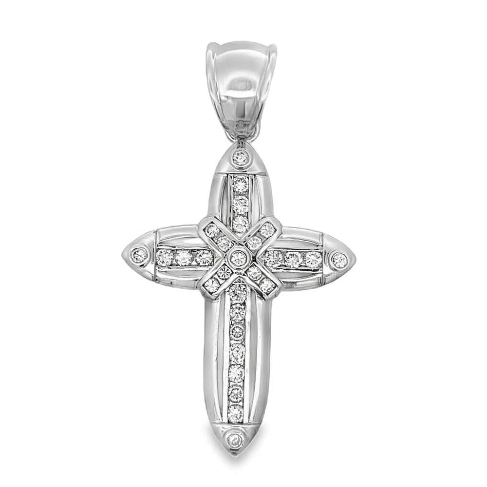 X Pointed Cross CZ Pendant .925 Sterling Silver HipHopBling