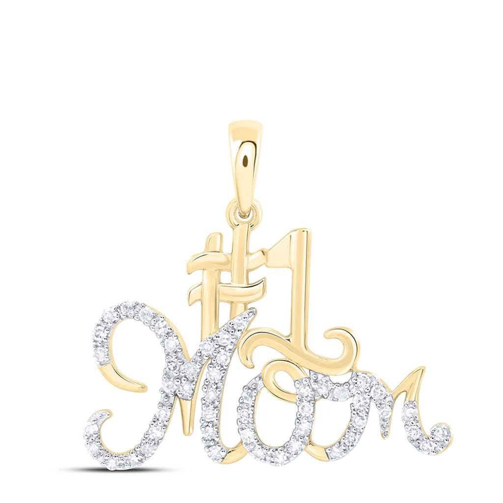 #1 MOM Diamond Pendant 10K Gold 10K Yellow Gold HipHopBling