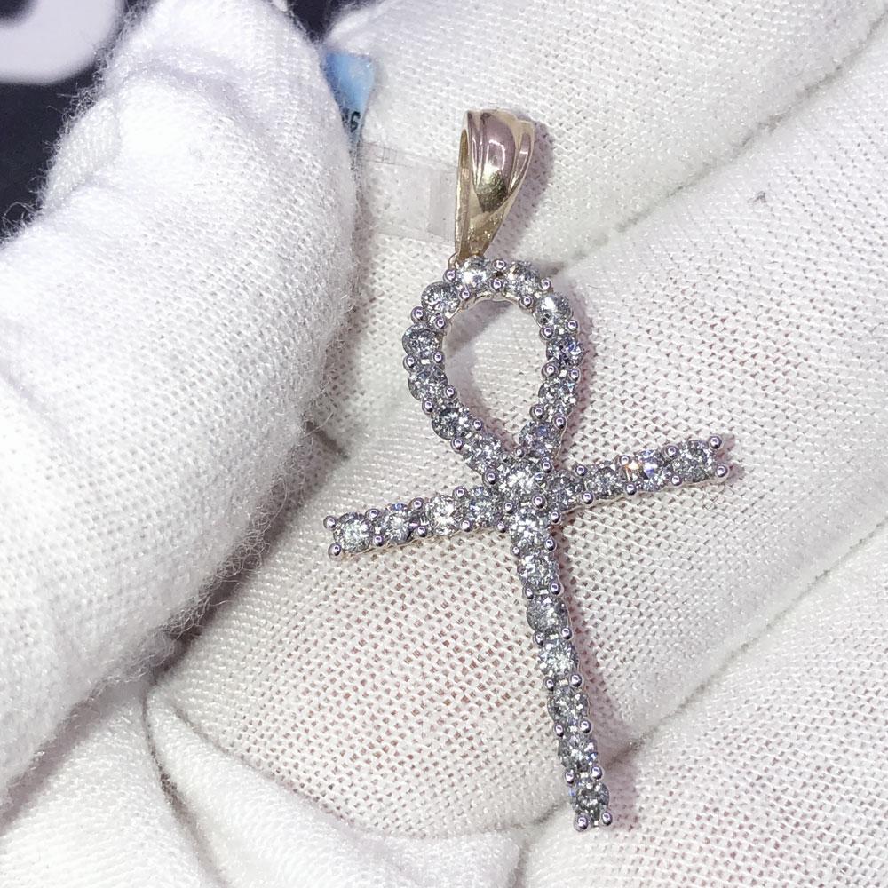 1.00 Carat Diamond Ankh Cross in 10K Yellow Gold HipHopBling