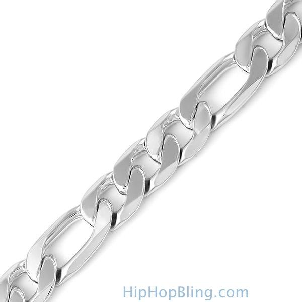 12MM Figaro Silver Plated Bracelet – HipHopBling