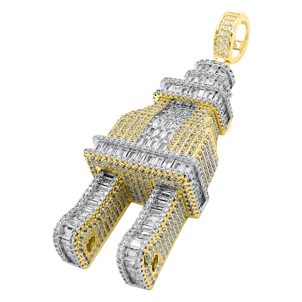 3D PLUG Baguette CZ Hip Hop Iced Out Pendant HipHopBling