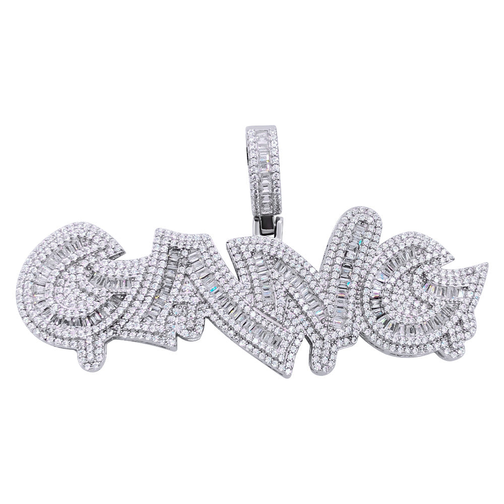 .925 Silver GANG Baguette VVS CZ Iced Out Pendant HipHopBling