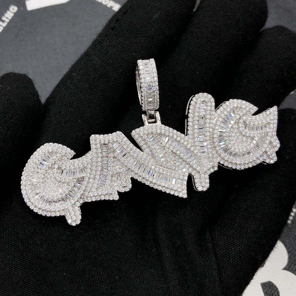 .925 Silver GANG Baguette VVS CZ Iced Out Pendant HipHopBling