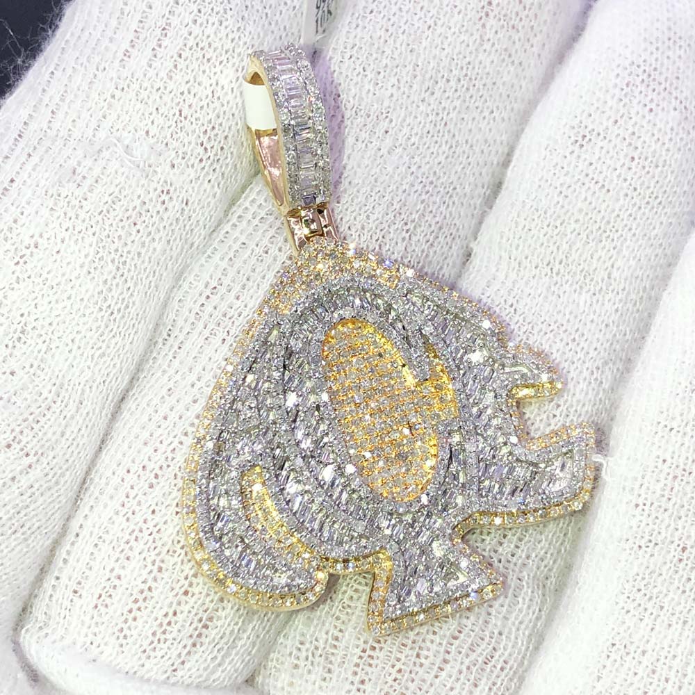 ACE Spade Baguette Diamond Pendant 2.30cttw 10K Yellow Gold HipHopBling