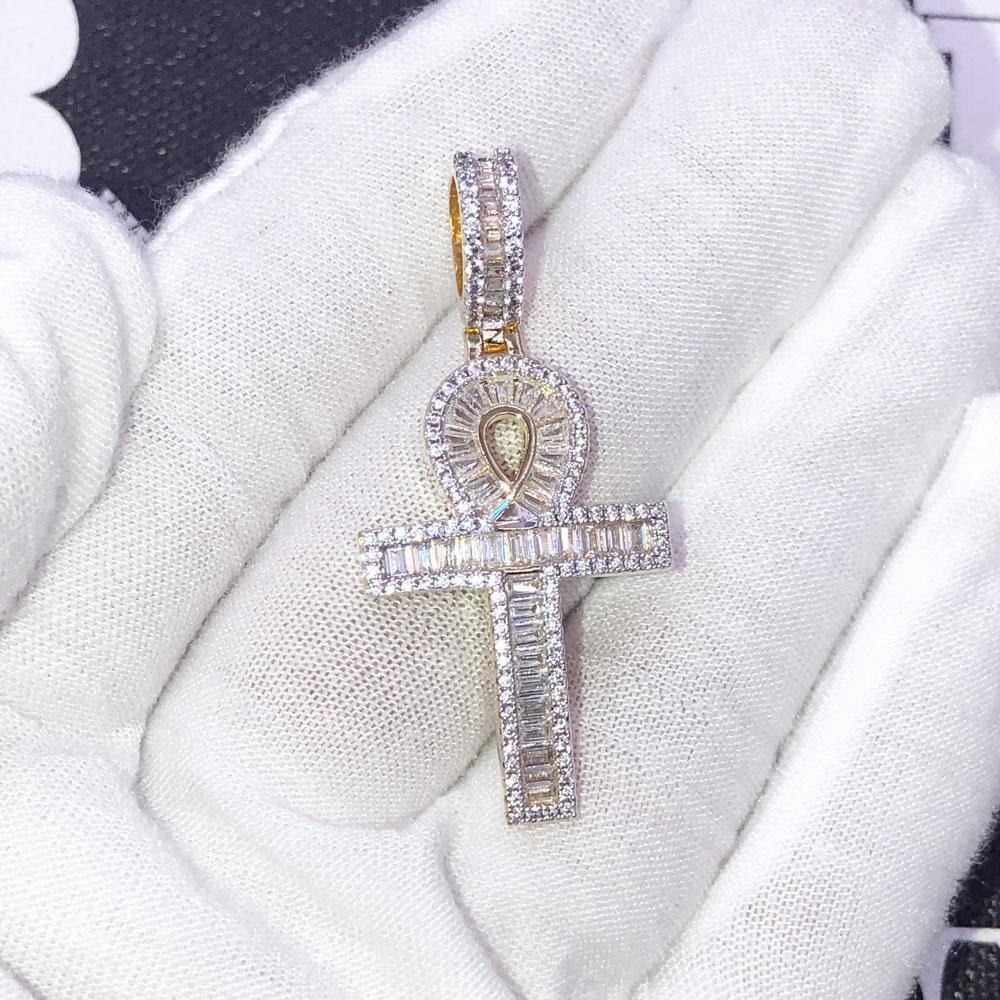 Ankh Cross Baguette VVS CZ Hip Hop Iced Out Pendant HipHopBling