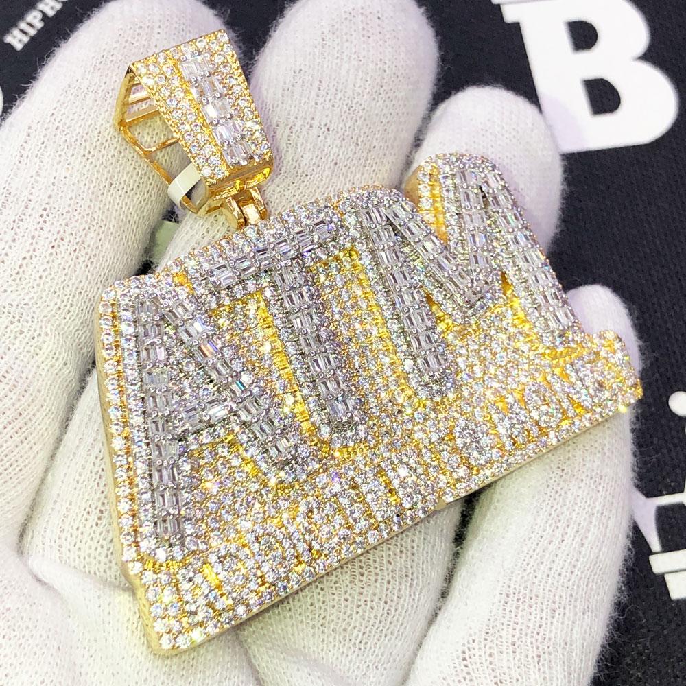 ATM Addicted to Money Baguette CZ Iced Out Pendant HipHopBling