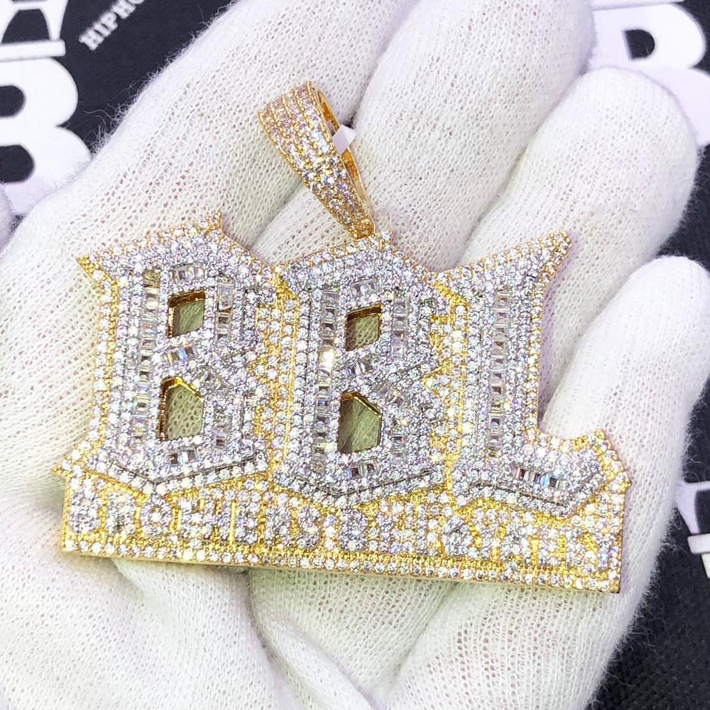 BBL Brothers By Loyalty VVS CZ Iced Out Pendant Yellow Gold HipHopBling