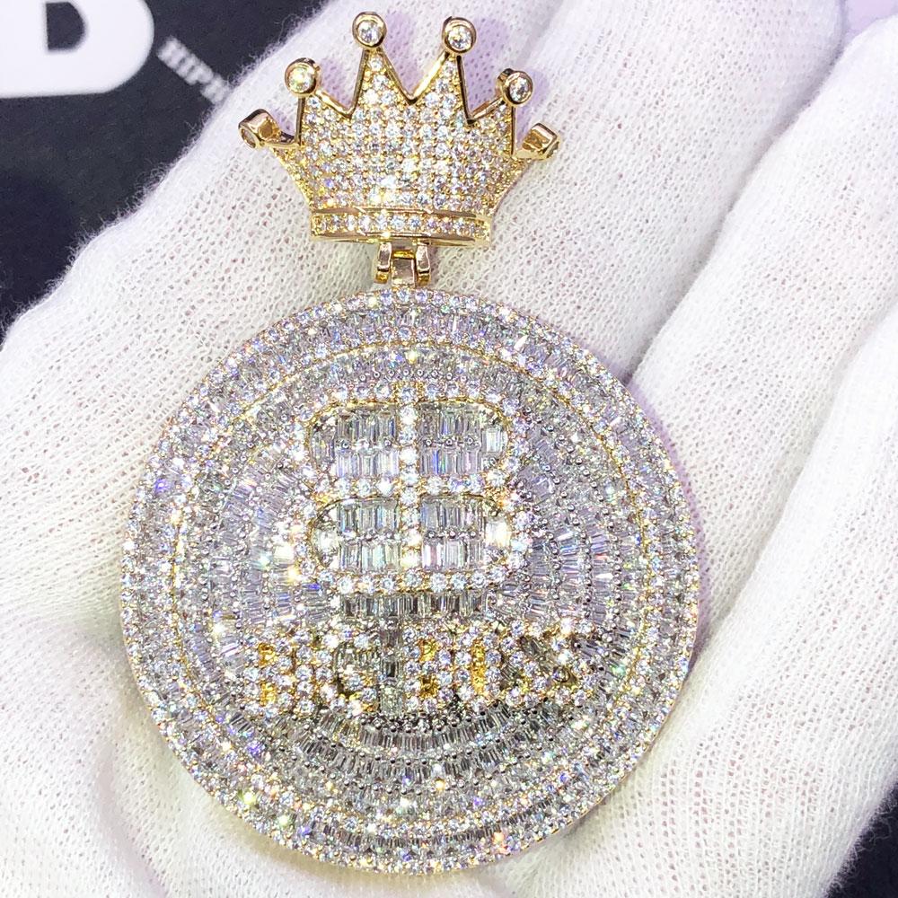 Big Boss Baguette VVS CZ Hip Hop Iced Out Pendant Yellow Gold HipHopBling