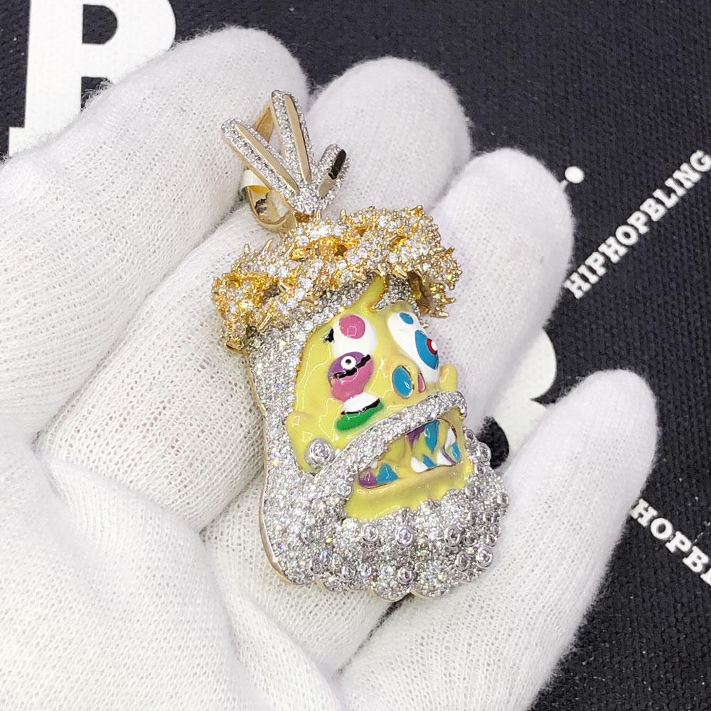 Cartoon Jesus Yellow Face VVS CZ Iced Out Pendant HipHopBling