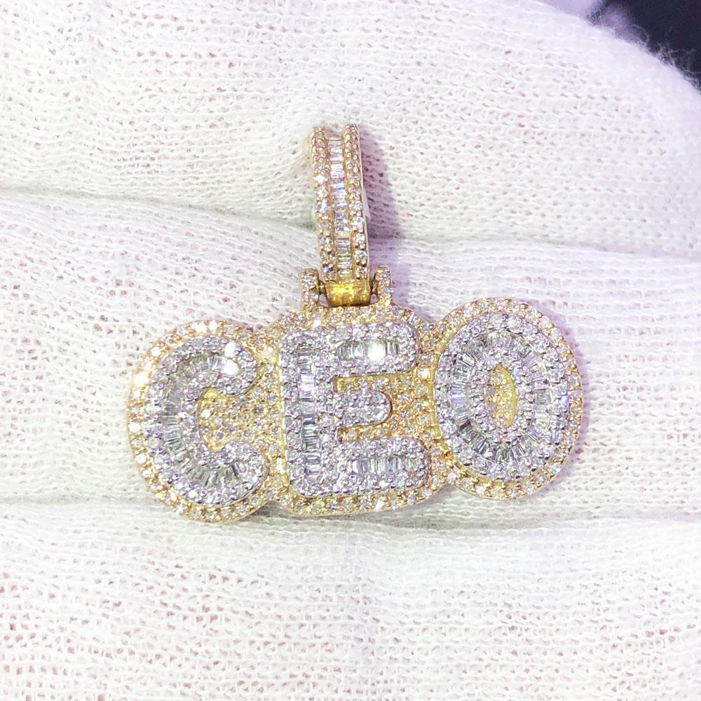 CEO Mini Baguette Diamond Pendant .80cttw 10K Yellow Gold HipHopBling