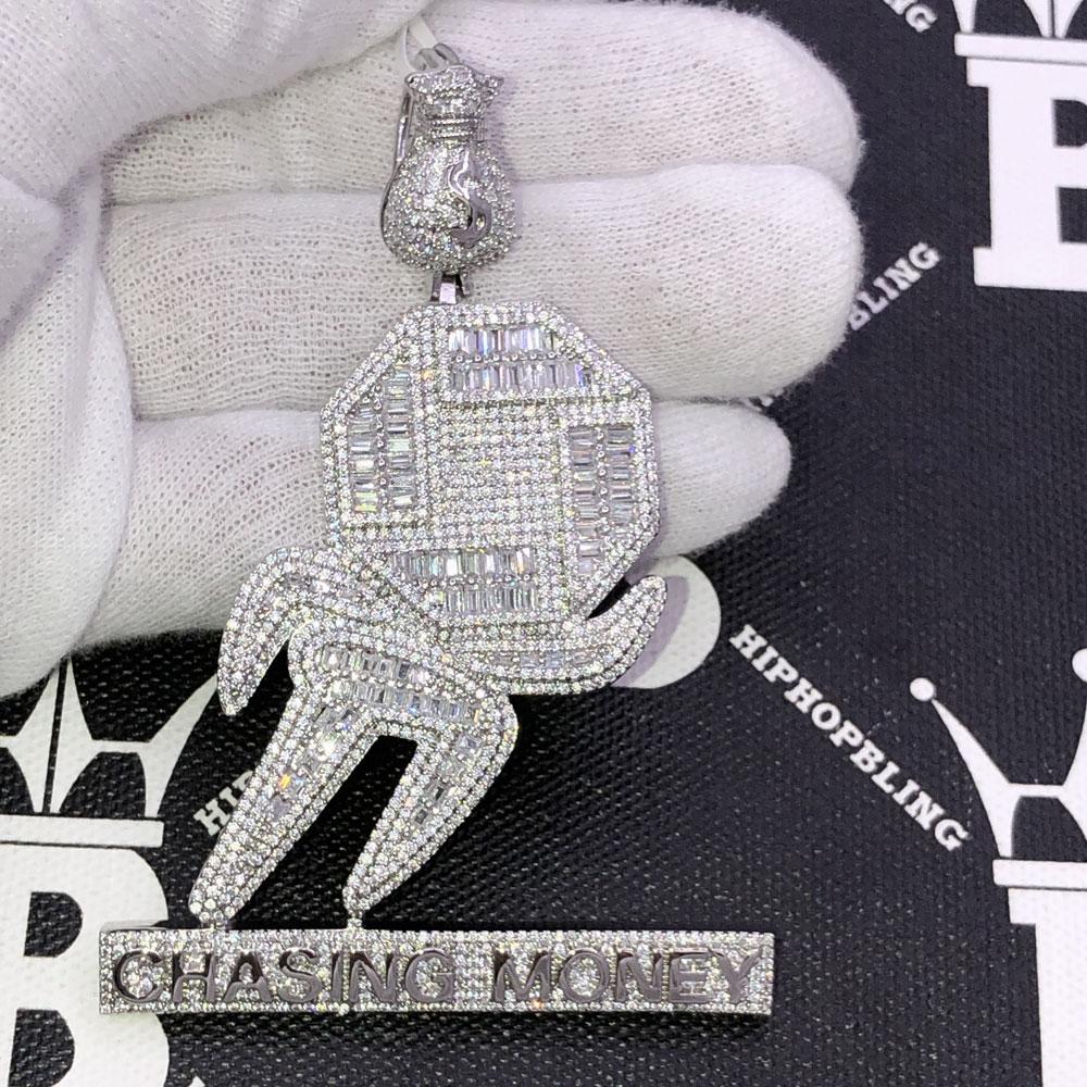 Chasing Money Baguette CZ Hip Hop Iced Out Pendant HipHopBling