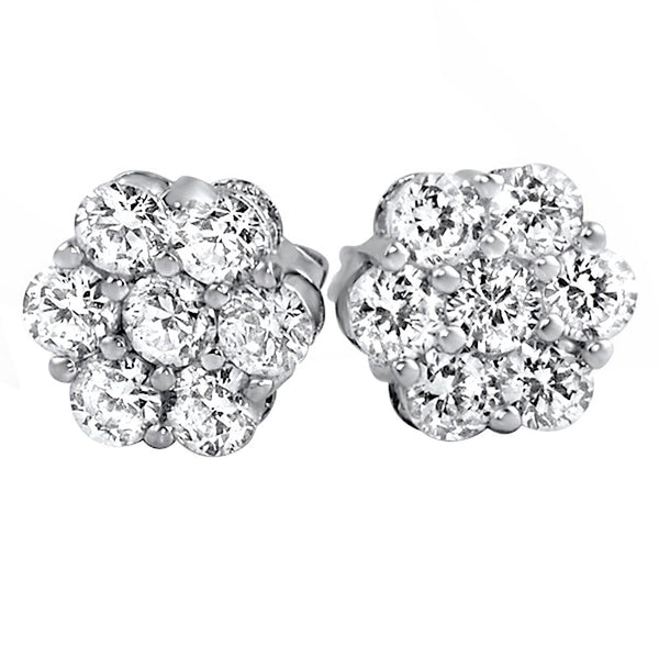 Moissanite shops Gold^Silver Cluster Earrings