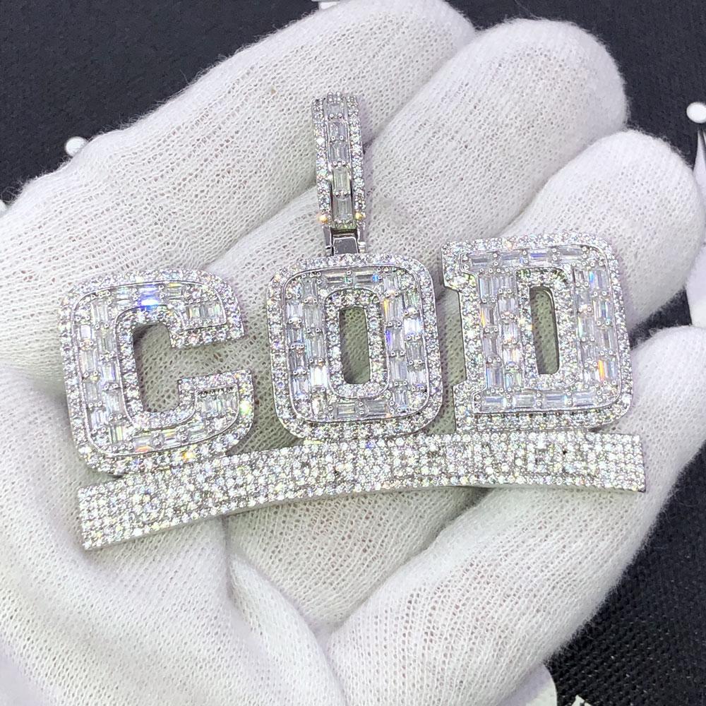 COD Cash on Delivery Baguette CZ Iced Out Pendant HipHopBling