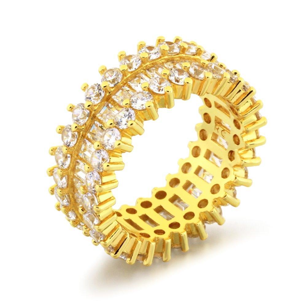 Custom Baguettes CZ Chunky Ice Eternity Bling Bling Ring in Gold 7 HipHopBling