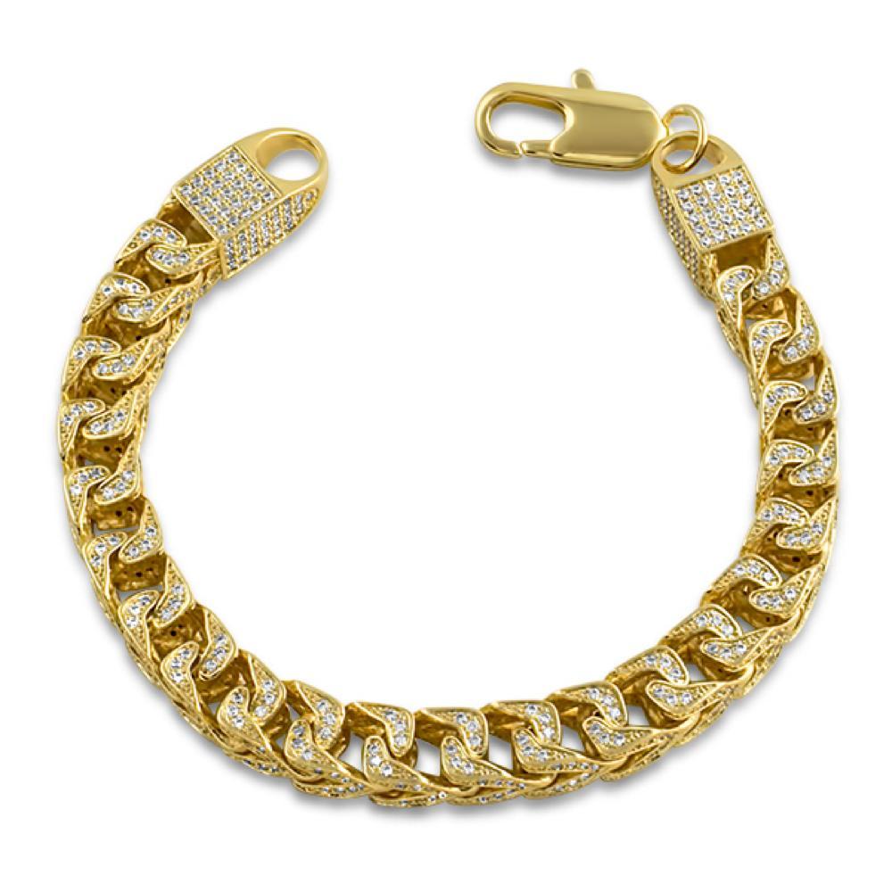 CZ Franco 8MM Bling Bling Bracelet Yellow Gold HipHopBling