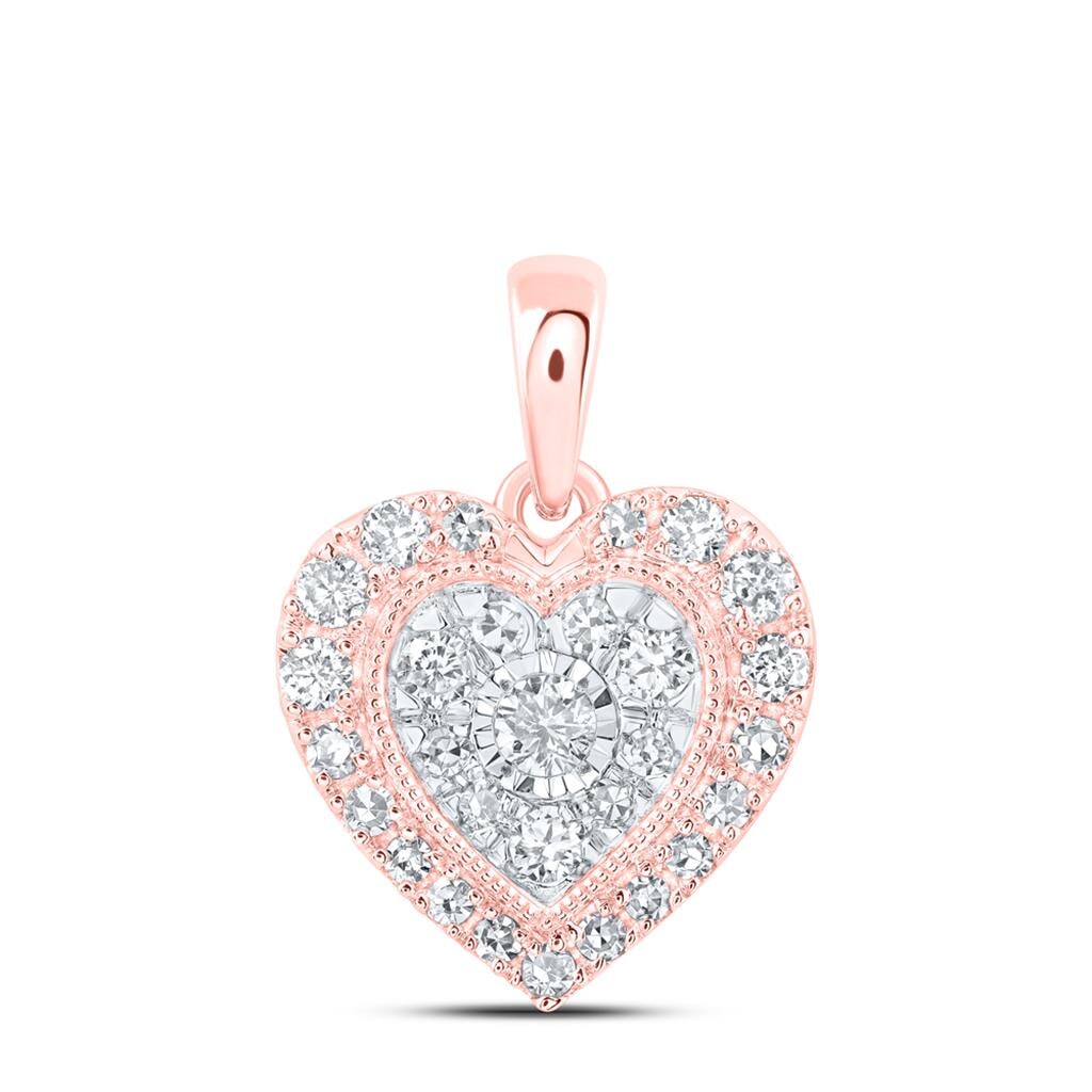 Double Heart Diamond Pendant 10K Gold 10K Rose Gold HipHopBling