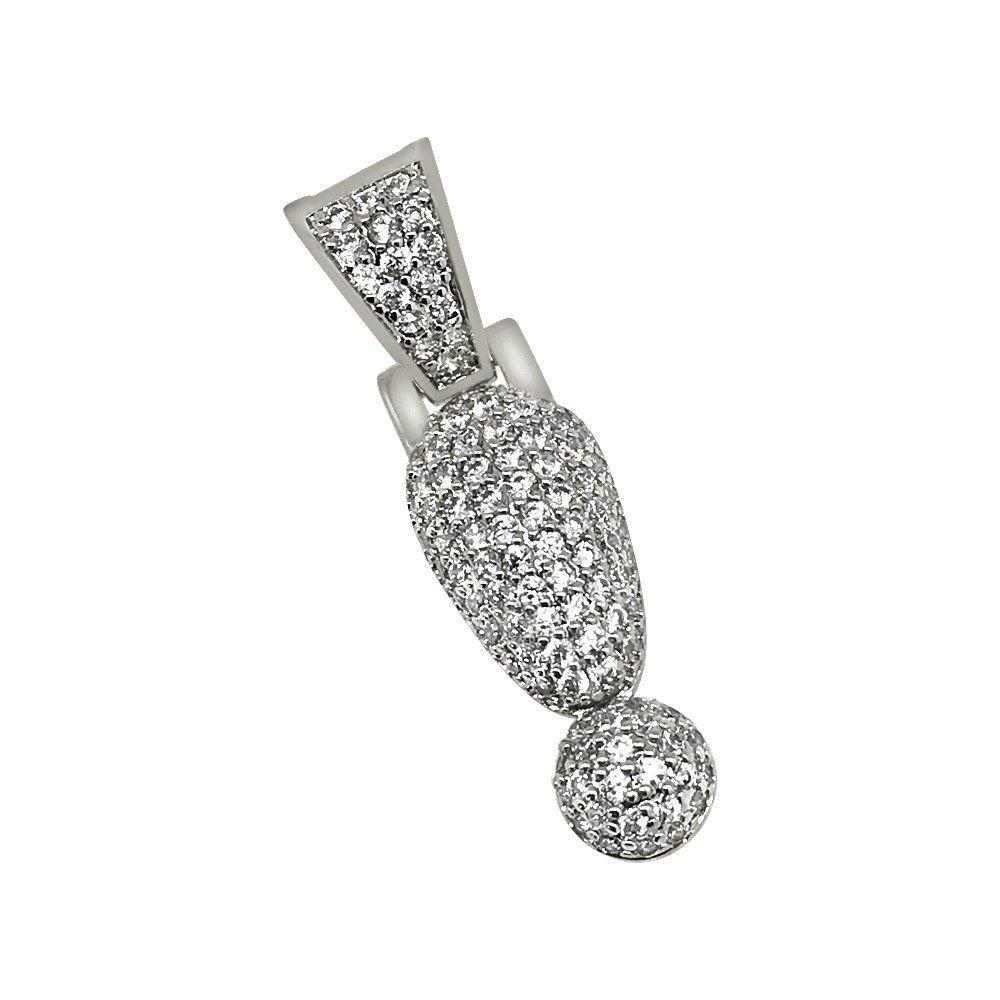 ! Exclamation Point Symbol Rhodium CZ Bling Bling Pendant HipHopBling