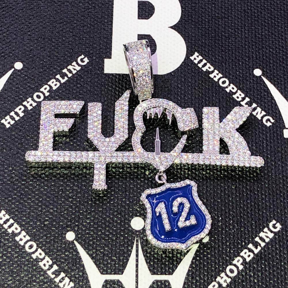 F*** The Badge CZ Hip Hop Bling Bling Pendant HipHopBling