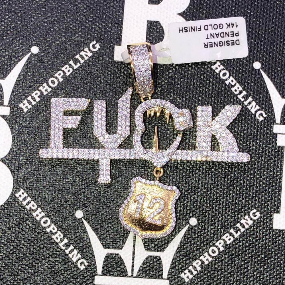 F*** The Badge CZ Hip Hop Bling Bling Pendant HipHopBling