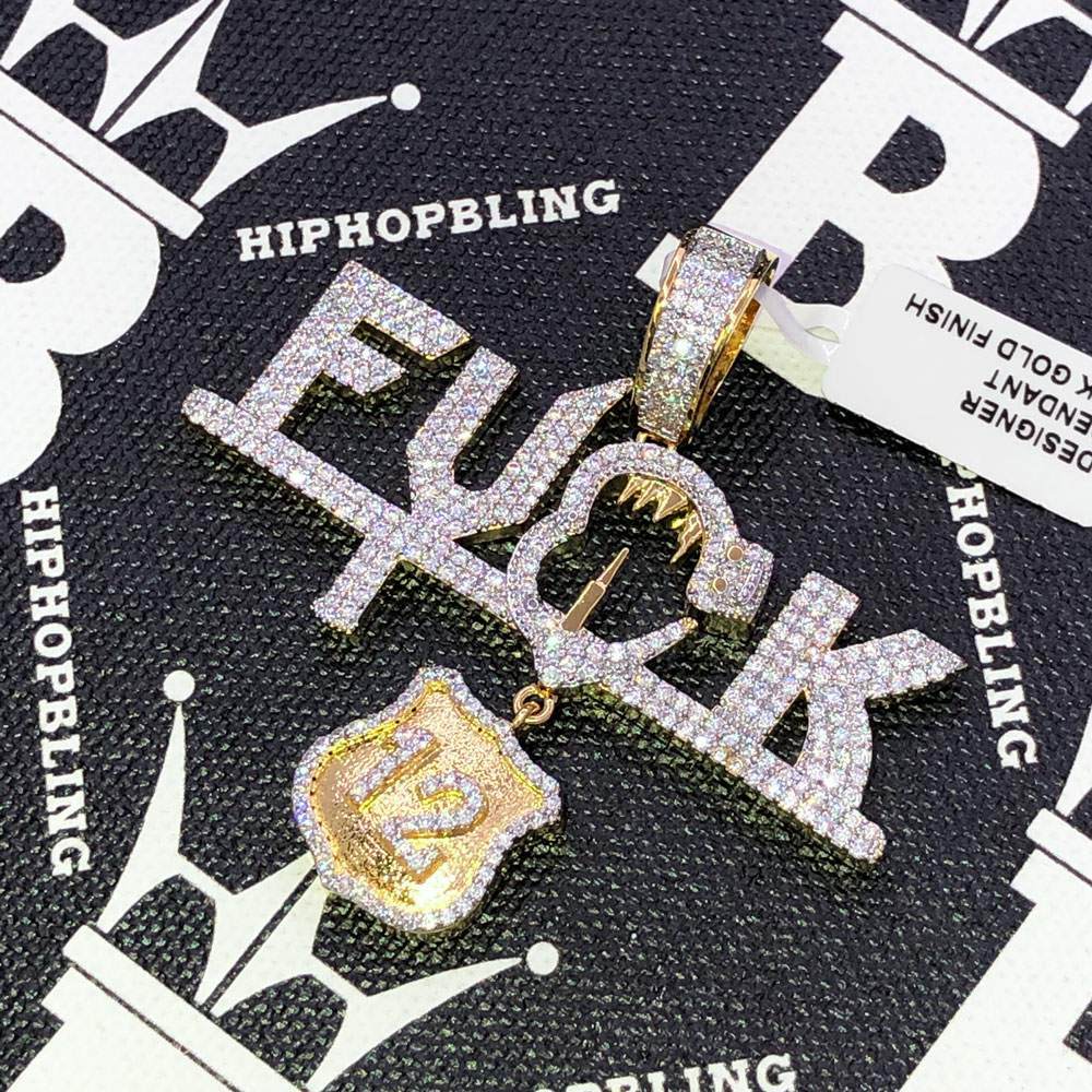 F*** The Badge CZ Hip Hop Bling Bling Pendant HipHopBling