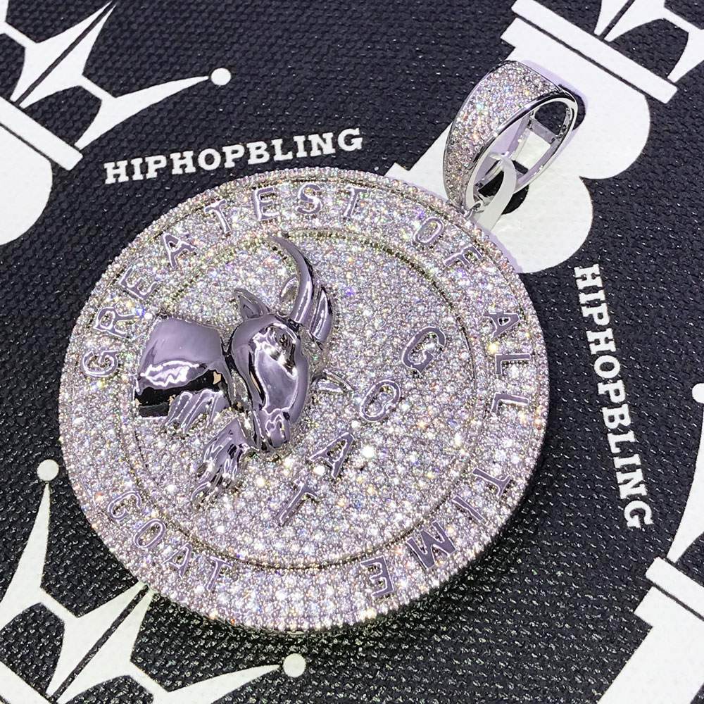 GOAT Greatest of All Time Medallion CZ Hip Hop Bling Bling Pendant HipHopBling