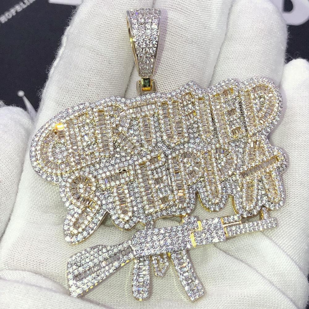 Gold Certified Steppa Baguette VVS CZ Iced Out Pendant HipHopBling