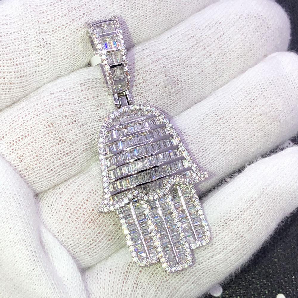 Hamsa Baguette CZ Hip Hop Bling Iced Out Pendant HipHopBling