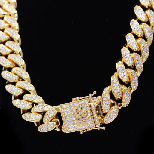 HEAVY 20MM Cuban Link Hip Hop Bling Bling Chain Yellow Gold 18" HipHopBling