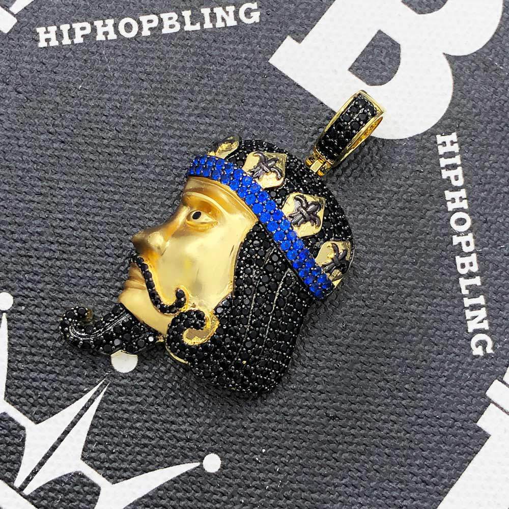 King Face Profile CZ Hip Hop Bling Bling Pendant HipHopBling