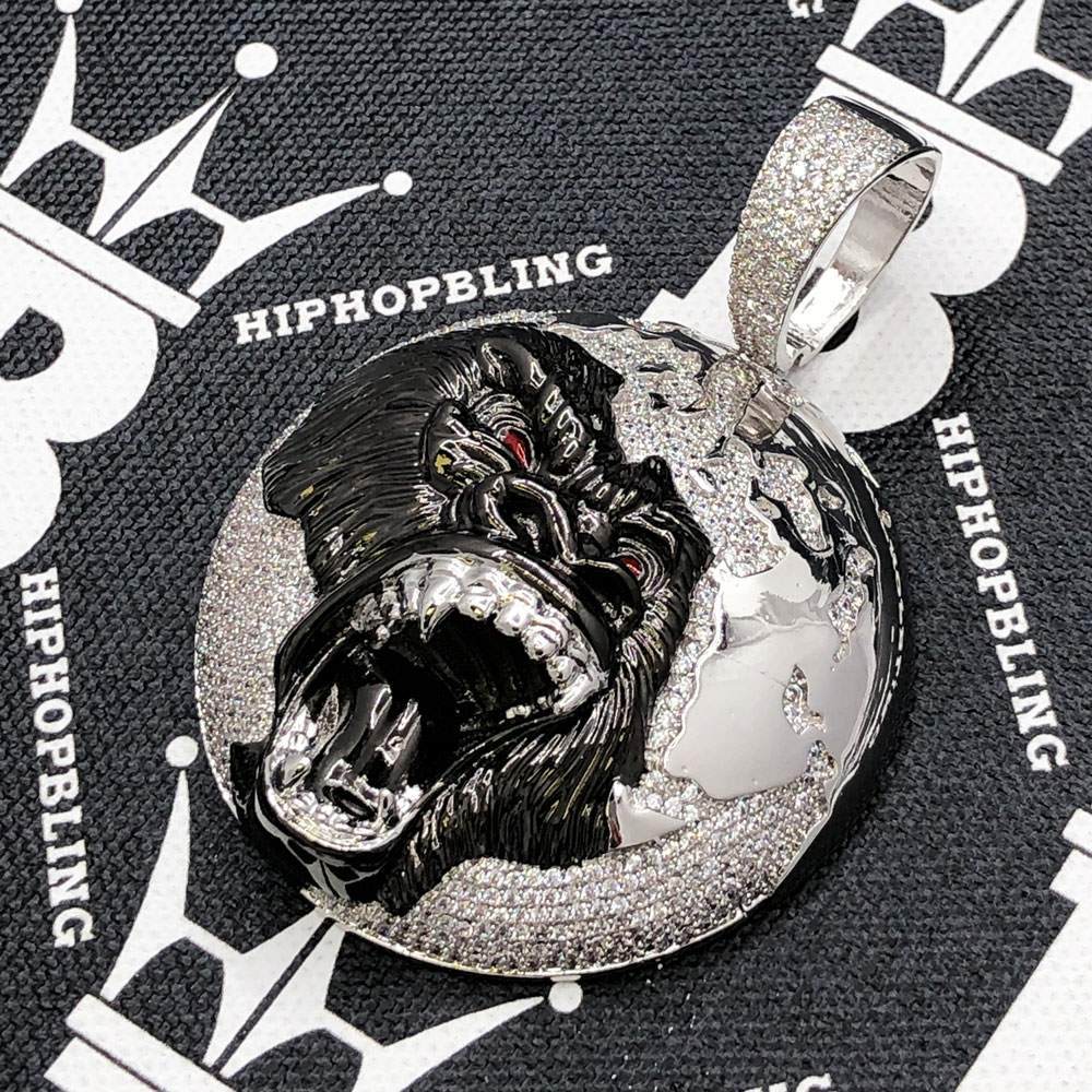 King of The World Lion CZ Hip Hop Bling Bling Pendant HipHopBling