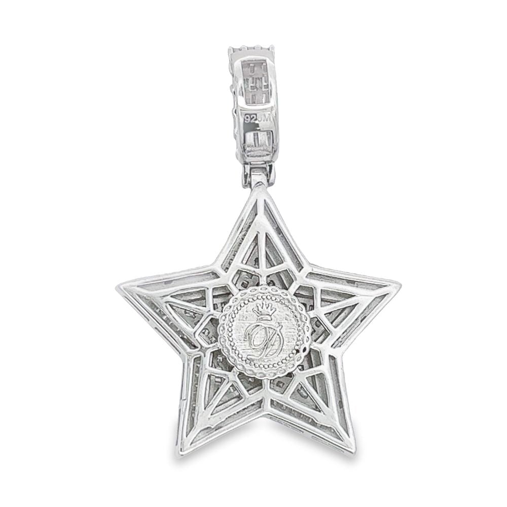 Layered Star Baguette VVS Moissanite Pendant 3.73cttw .925 Sterling Silver HipHopBling